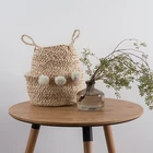 Wholesale Natural Seagrass Belly storage baskets with Handles, Large Storage Laundry Basket for home decoration