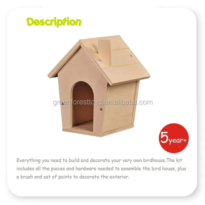 Ξύλινο birdhouse DIY,Κατασκευάστε και βάψτε το σπίτι πουλιών, κιτ ξύλινων σπιτιών πουλιών