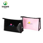 big pvc toiletry makeup purse lip print cosmetic bag with mirror