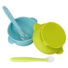 Kids Baby Toddlers Tableware Non-Stick Flexible Feeding Pinch Soft Silicone Sucker Suction Cup Bowl With Handle