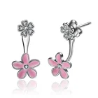 Amazon Hot-selling Jewelry Flower Cyrstal Stud Earring 925 Sterling Silver Discolor Drop Earrings