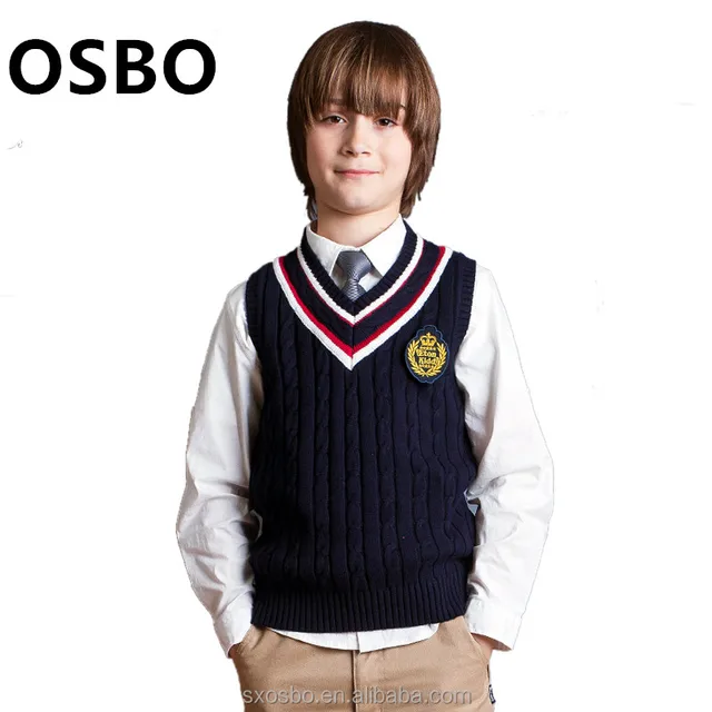 school uniform cotton woven school shirt and school sweater for