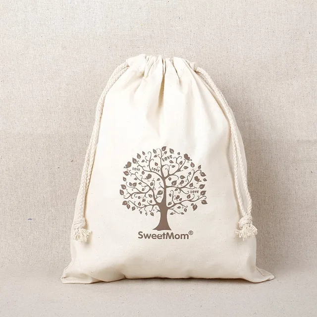 custom design cotton gift packing drawstring pouch bag
