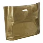 High Quality Gold Die Cut Plastic Shopping Bag Handle Merchandise Bags for gift and clothes