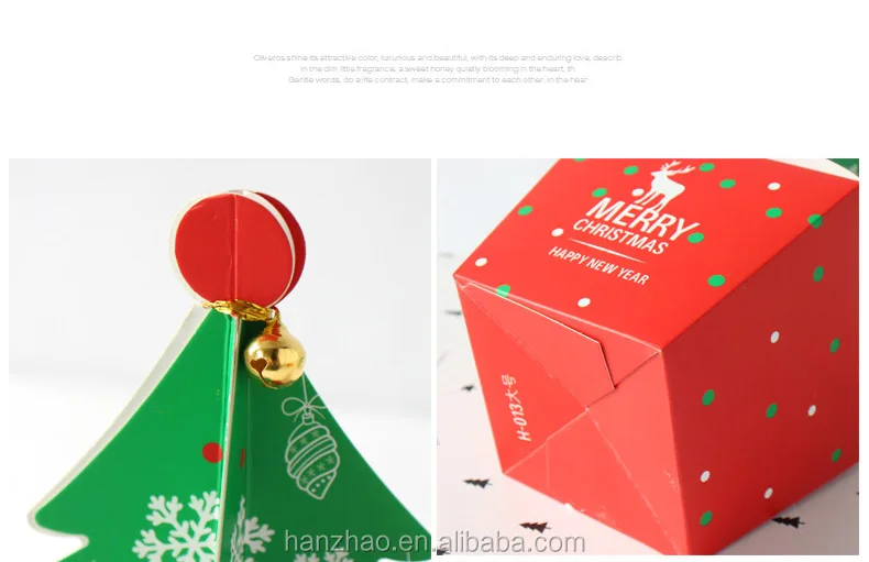 christmas tree shaped paper candy box gift boxes with bell