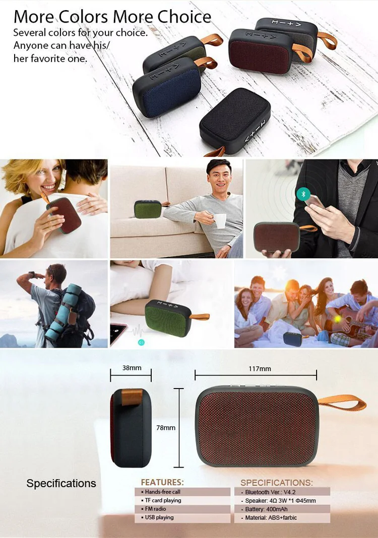 ABS Casing Bluetooth Wireless Speaker with FM Radio and TF Card - ANKUX.COM