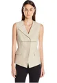 Women's Zip Front Vest Flap Pockets Simple Formal Sleeveless Jacket