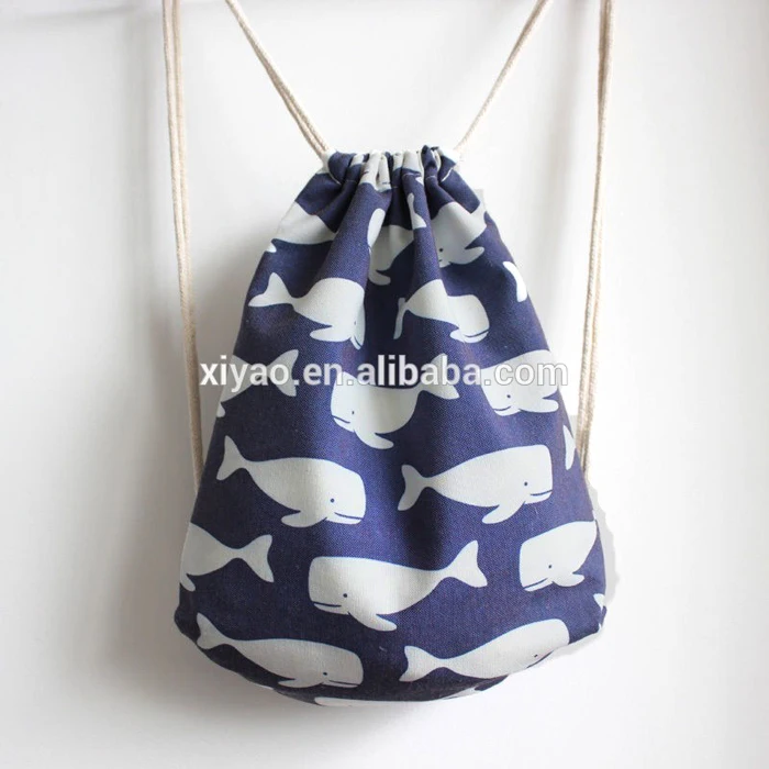 organic drawstring cotton bag canvas string tote full printing
