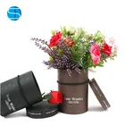High Grade Korean Paper Round Flower Hat Boxes with Lid Hug Bucket Florist Gift Packaging Box