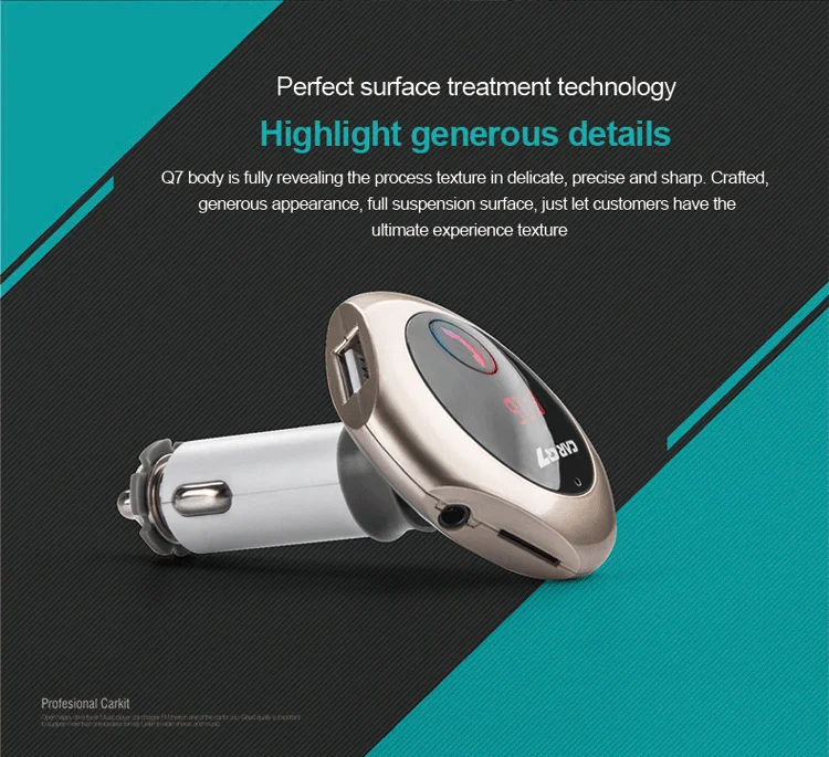 GXYKIT Bluetooth Hands Free Q7 car MP3 Player Kit Wireless car FM Transmitter support SD/TF Card Car USB charger - ANKUX.COM