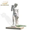 Hand Carving White Marble Famous life size Nude Male Drinking Garden Stone Statue