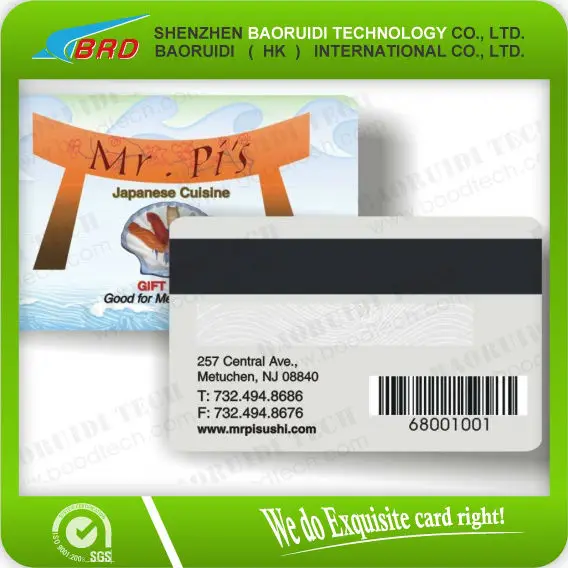 high quality pvc gift cards magnetic strip business card
