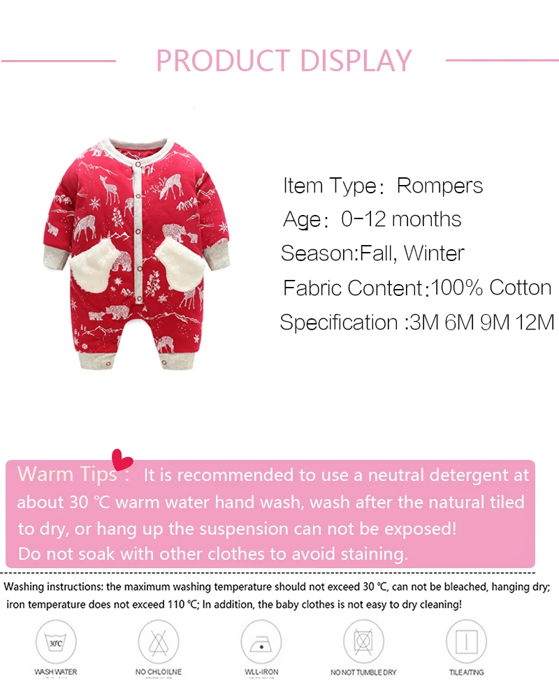 New Style Winter Cotton Baby Clothes Warm Long Sleeve Baby Clothing