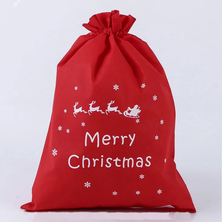 red drawstring velvet gift bag pouch wrap for party