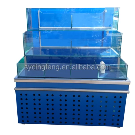 Dingfeng 1 comercial personalizado sistema de água chiller 3 camadas de fundo marisco caixa do tanque de peixes de aquário