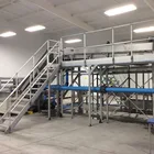 Prefab industrial aluminum working platform ladder with handrail for maintenance platform, aluminum ladders