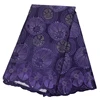 Best Selling Rhinestones Purple Embroidery Cotton Swiss Voile African Lace Fabrics for Party Dress