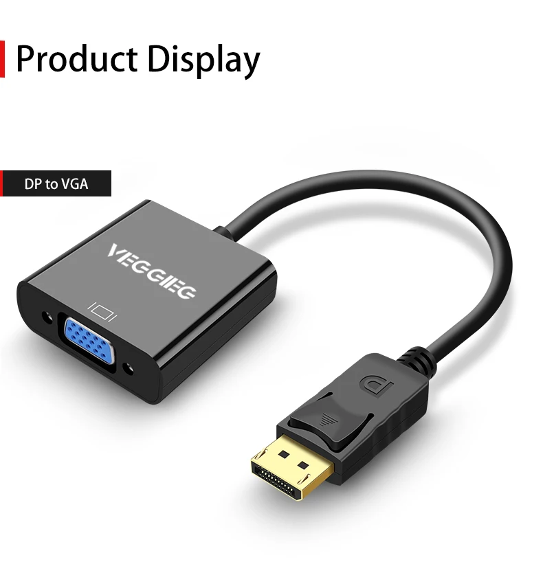 DisplayPort to VGA Cable Adapter DP to VGA Converter Male to Female Gold Plated Adapter - ANKUX.COM