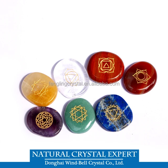 gemstones chakra symbol engraved healing crystal wholesale