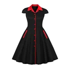 Wholesales Women Lady Plus Size Big Girls Dresses Party Cocktail Swing Dress Cap Sleeve Button Pocket Shirt Collar Dress