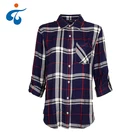 Factory supplier wholesale top quality fancy check top shirt for fat women