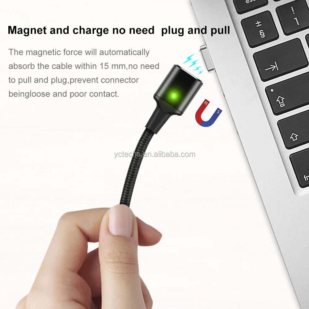 Whole sale Nylon braided Magnetic USB Cable male toType c male phone Fast charging adapter cable for Macbook and Smart phone - ANKUX.COM