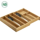 5 Compartments Bamboo Expandable Utility Utensil Drawer Organizer for cutlery