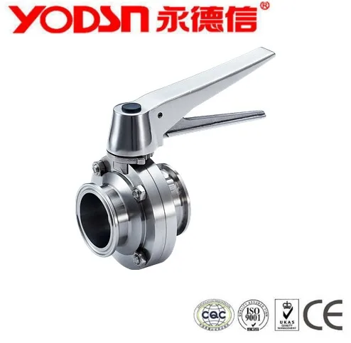 Stainless Steel Diary manual clamp type butterfly valve with pull handle, butterfly valve handle,sanitary butterfly valve