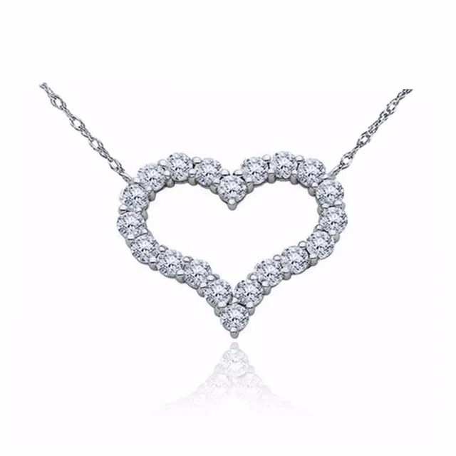 heart love valentine queen gift round cubic zirconia necklace