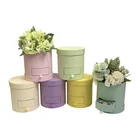 Ready to ship round flower gift box with drawer cylindrical flower bucket wholesale macaron color paper flower box
