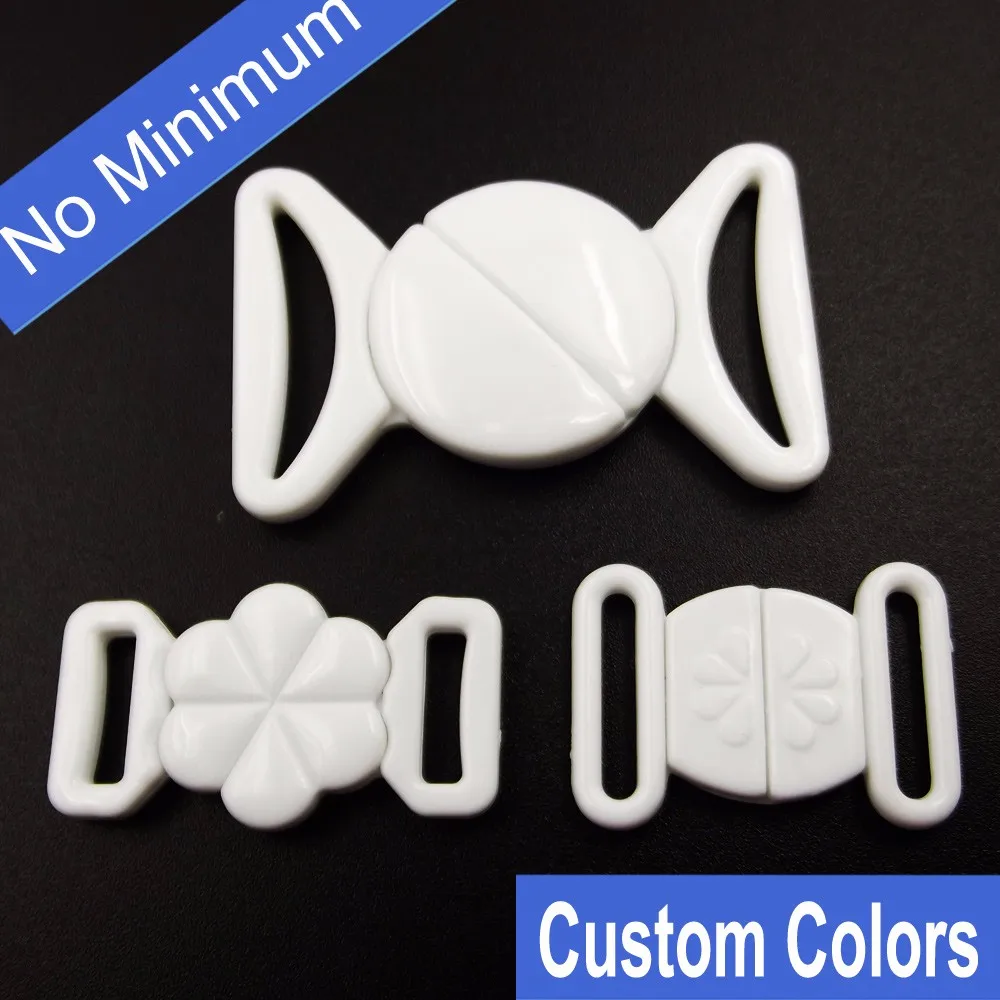 White bra front clasp swimwear plasthic buckle in nickle free