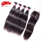 Factory wholesale unprocessed human hair weft soft silky straight hair extensions