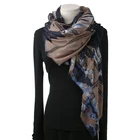 Unique Design Fashion Chinese Ink Painting Oversized Wool Scarf For Women