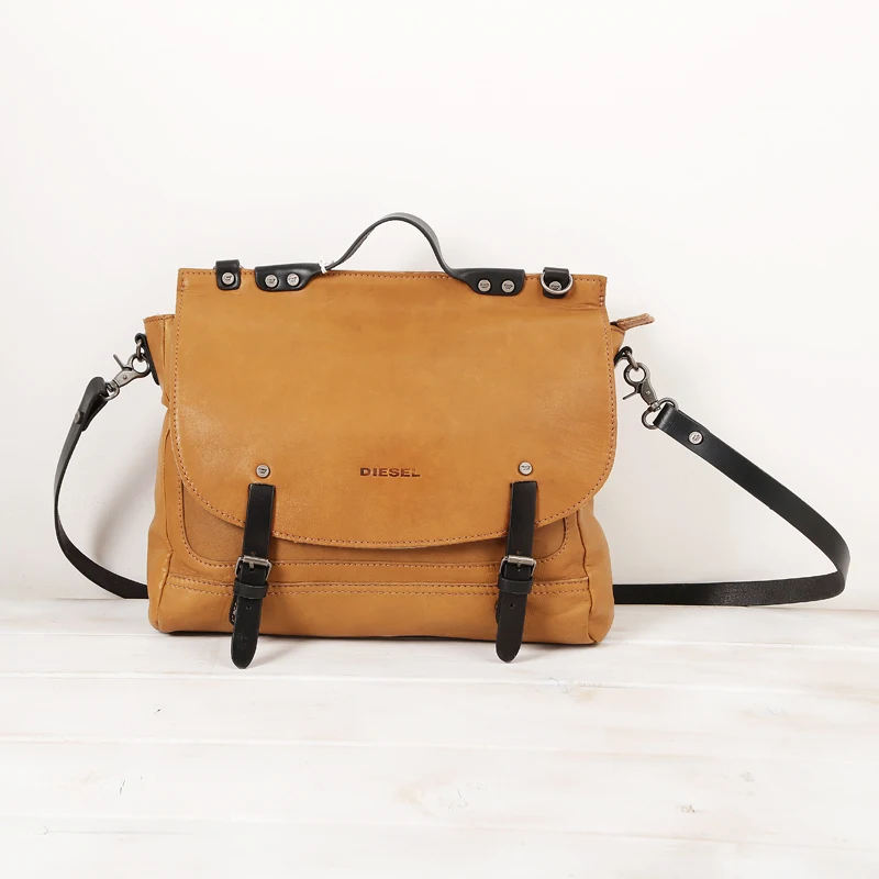 Men European American fashion leather handbags, Cowhide business laptop bag, Large capacity Single Shoulder Messenger bag