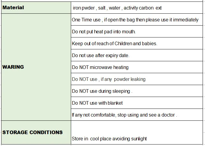 High quality disposable foot warmer toe warmer heat patch