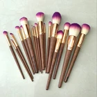 17 pcs high-quality makeup brush set natural wood color handle synthetic hair accept logo customization cosmetic brush set