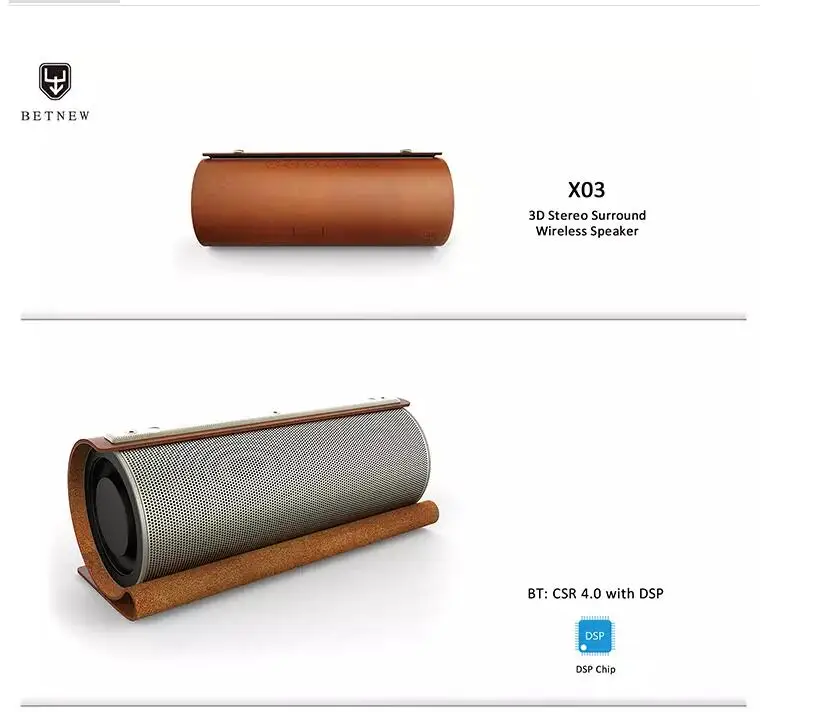2019 New Arrival 3D Surround Stereo Sound Wireless Leather Betnew X03 Bluetooth Speaker With Rechargeable Battery - ANKUX.COM