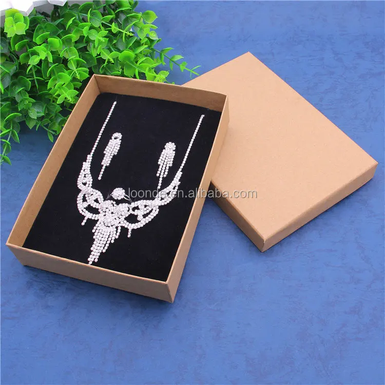 custom plain kraft paper jewelry gift box for necklaces rings