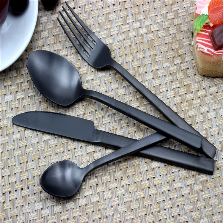 black matte cutlery, black knife fork