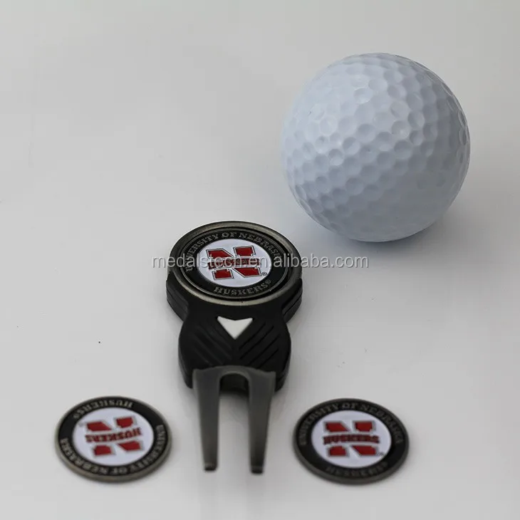 Round shape cheap custom metal golf ball marker with enamel filled