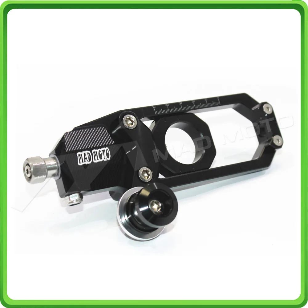 Motorcycle Chain Tensioner Adjuster with paddock bobbins kit for Yamaha R1 YZF-R1 2007 2008 2009 2010 2011 2012 2013 2014 Black (10)