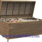 round PE rattan cushion storage box for outdoor furniture