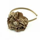 12pcs /lot Satin Flower Matching Layered Flower Plastic Headband Baby Hairband