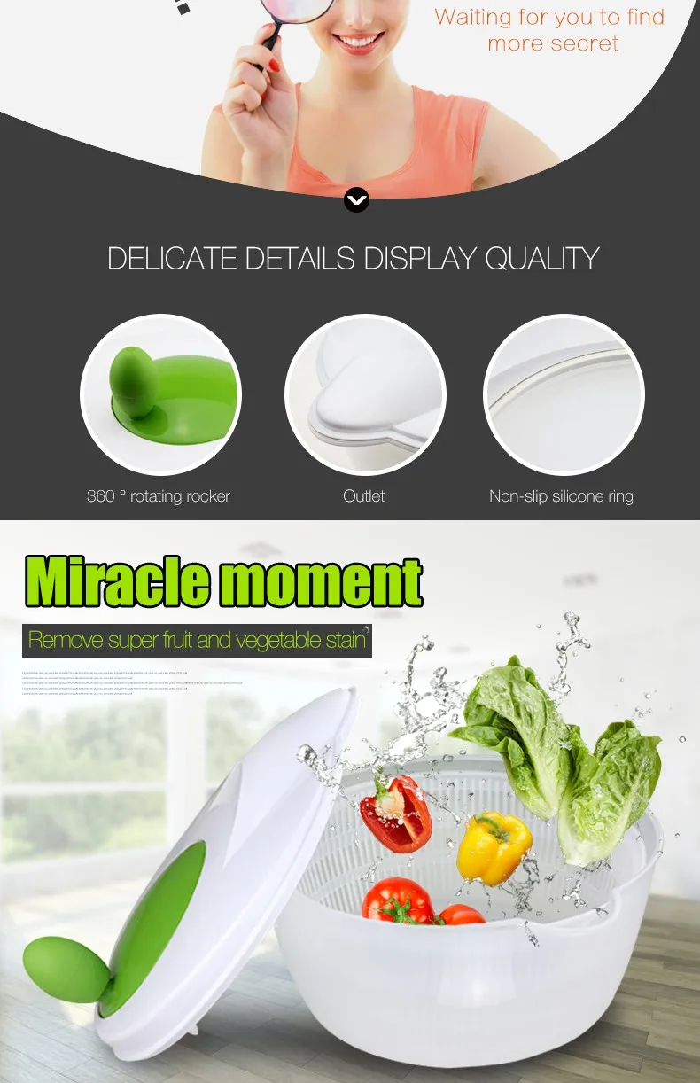 Crank Handle Salad Maker Powered Salad Tosser Water Leak Salad Spinner -  China Meat Chopper and Manual Food Processor price