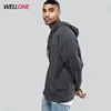 Wellone DIY design logo street hip hop style dark grey oversized hood pocket custom blank high quality hoodies