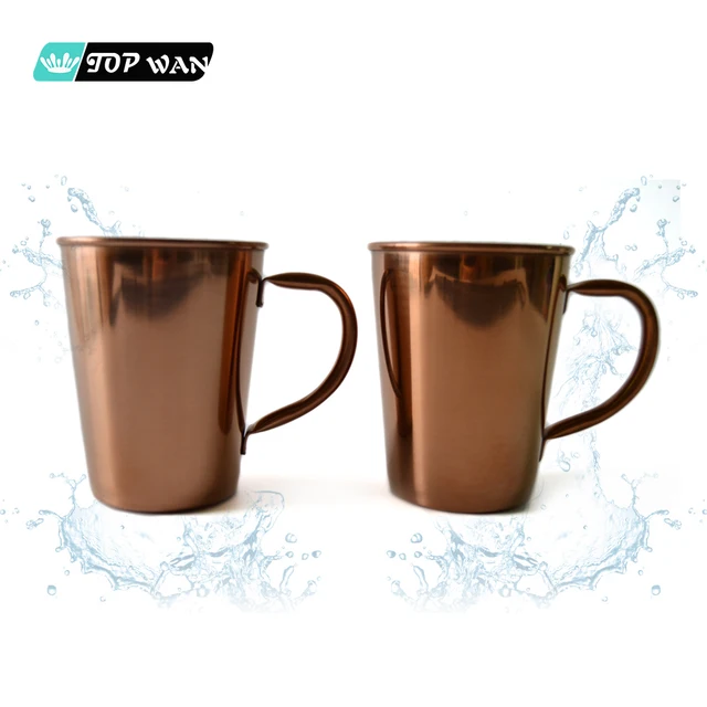 steel travel mug metal plated copper coffee cup with handle