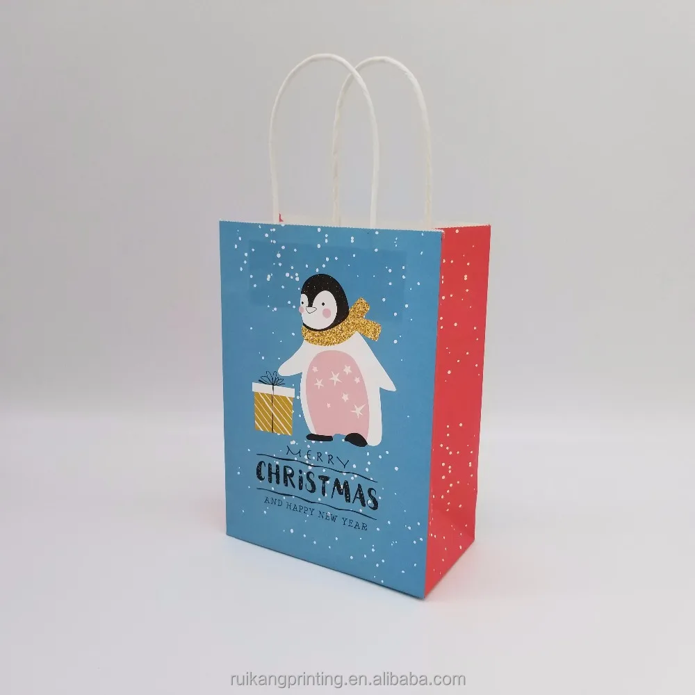 custom printed gift packaging christmas paper bag with handle