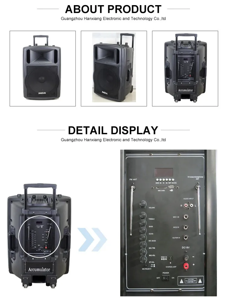 MBA New Product 18-Inch Subwoofer High Quality Big Power HiFi Big Sound Plastic Active Trolley amplifier Speaker - ANKUX.COM