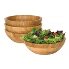 Bamboo Salad Bowl Wood Serving Bowl Set for Fruits or Salads