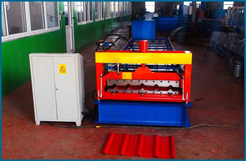 China 760 cnc trapezoidal trapeze corrugated metal color aluminum roof cold ibr sheet roll forming machine for africa